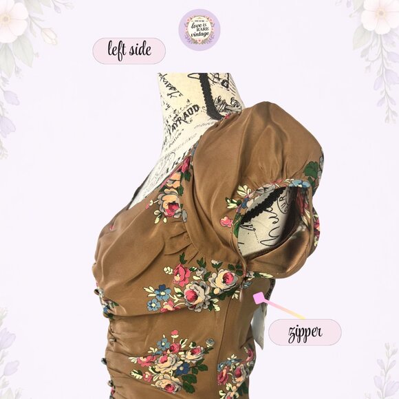 Y2K Betsey Johnson Silk Ruched Floral Dress • USA Made • NWT • Size 6 - Picture 7 of 9